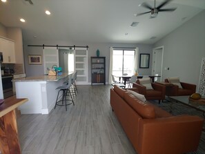 Smart TV, fireplace, offices, printers