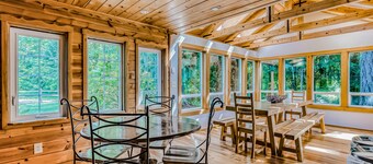 Dog-friendly creekside home with entertainment barn, private hot tub & firepit