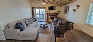 Smart TV, fireplace, DVD player, table football