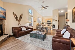 Smart TV, fireplace, video games, Hulu