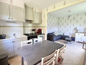 Fridge, microwave, dishwasher