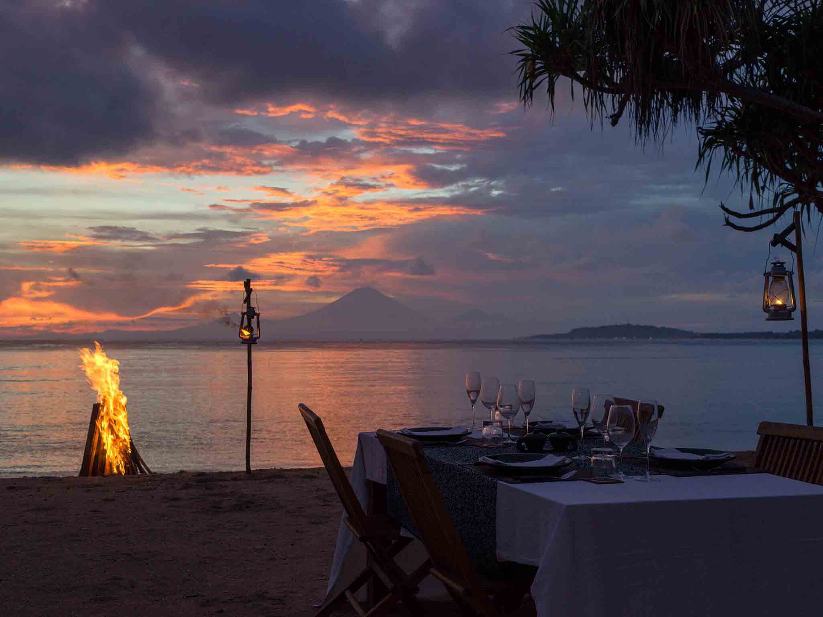 On the beach, sun-loungers, beach umbrellas, beach towels