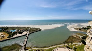 A coastal view with a beach, a river, and a bridge. - One of a Kind Penthouse--All New! A Beach Lover's Dream Vacation Rental+Locker!! (Myrtle Beach)