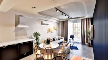 Family Suite, 2 Bedrooms, Balcony | Private kitchen | Highchair, cleaning supplies