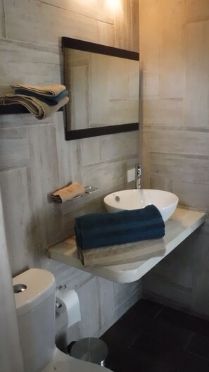 Dusche, Haartrockner, Handtücher