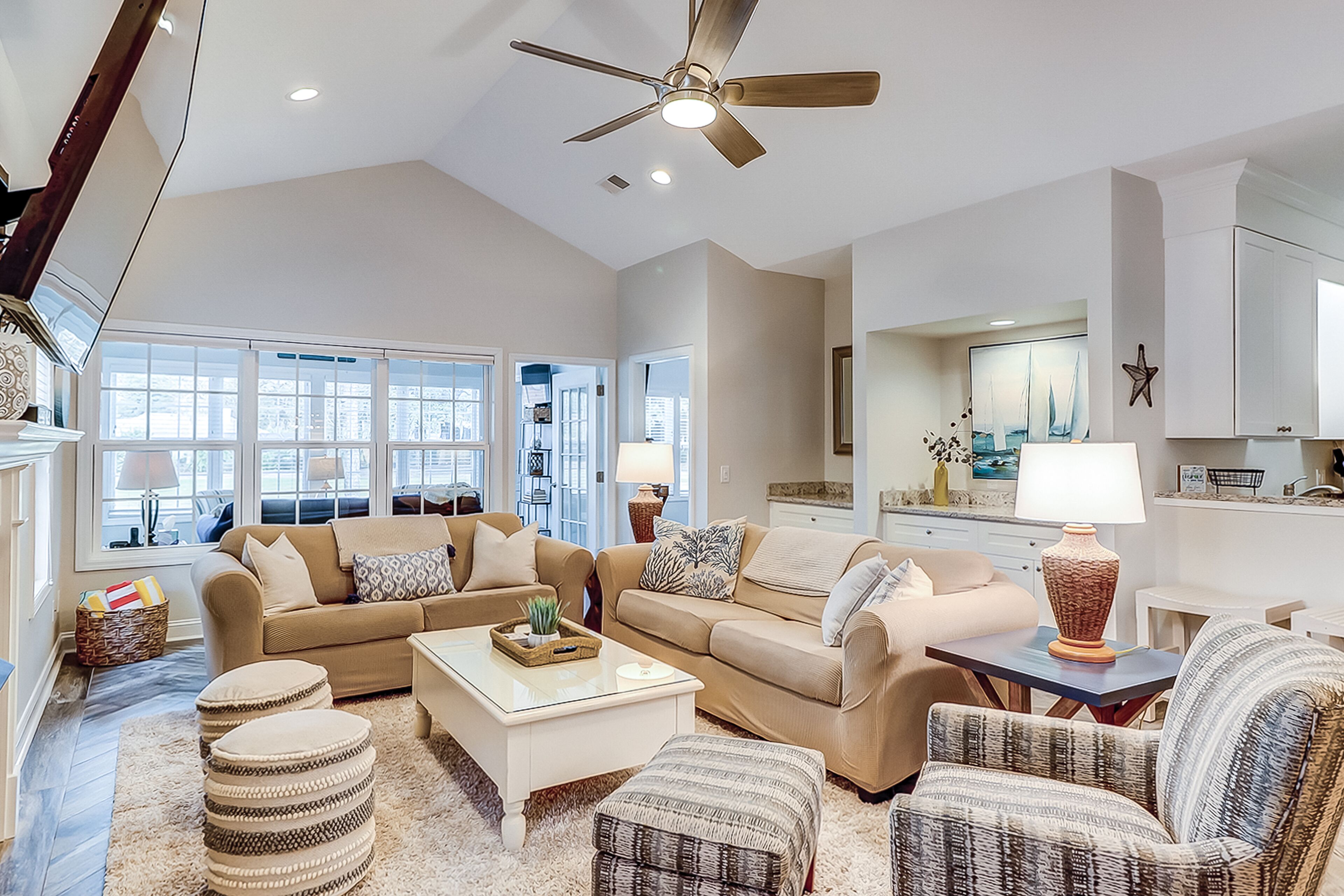Large condo close to beach with golf course view, pool, W/D & central AC