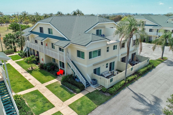 Located on a green space on the first floor