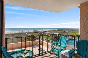 Enjoy the ocean view from this balcony with a clear view of the beach and boardwalk.