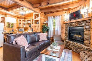TV, fireplace, Netflix, books - Cozy Cabin with Hot Tub & Fireplace in the Smokies (Pigeon Forge)