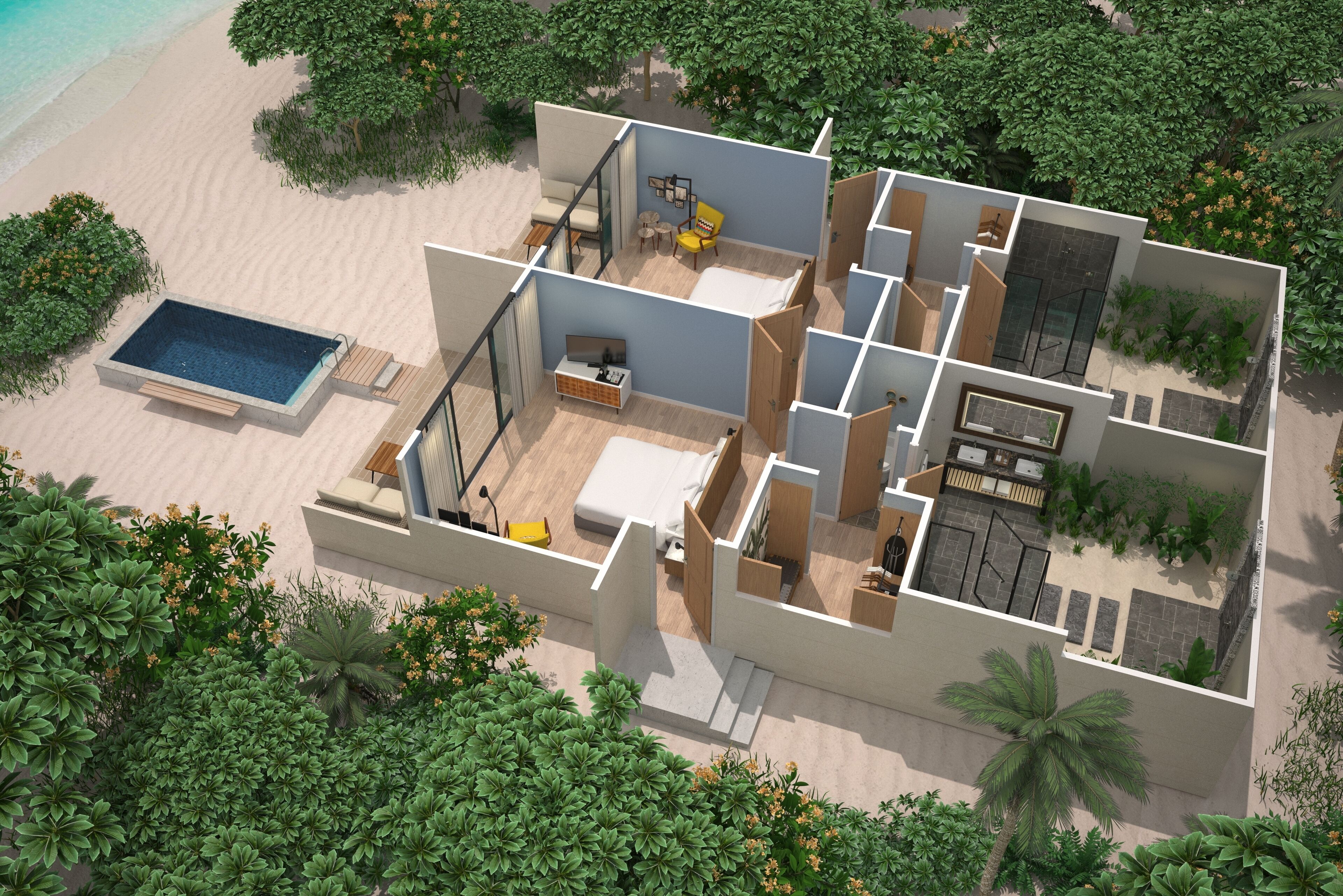 Villa, 2 chambres | Plan d’étage