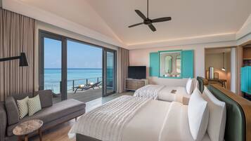 Villa, 2 Bedrooms, Ocean View (Overwater) | Hypo-allergenic bedding, down comforters, in-room safe, desk