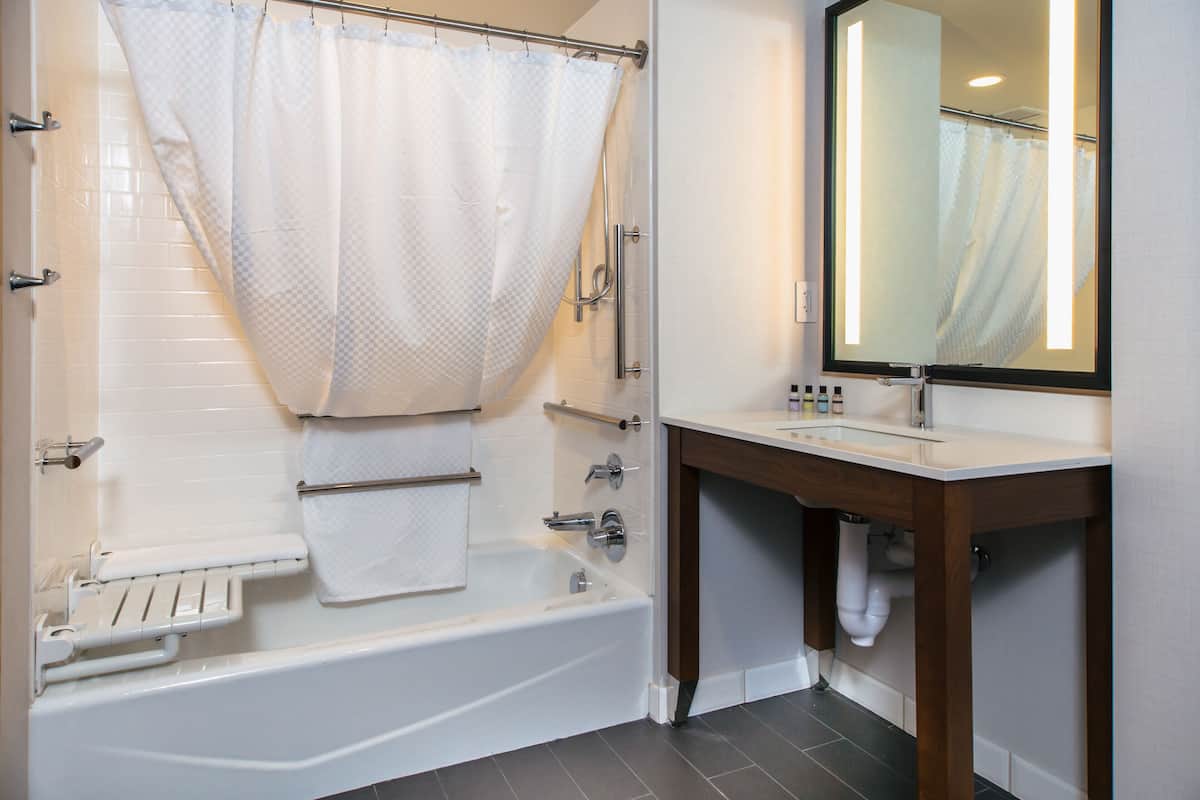 traditional room, 1 king bed | bathroom | combined shower/bathtub, hydromassage showerhead, free toiletries