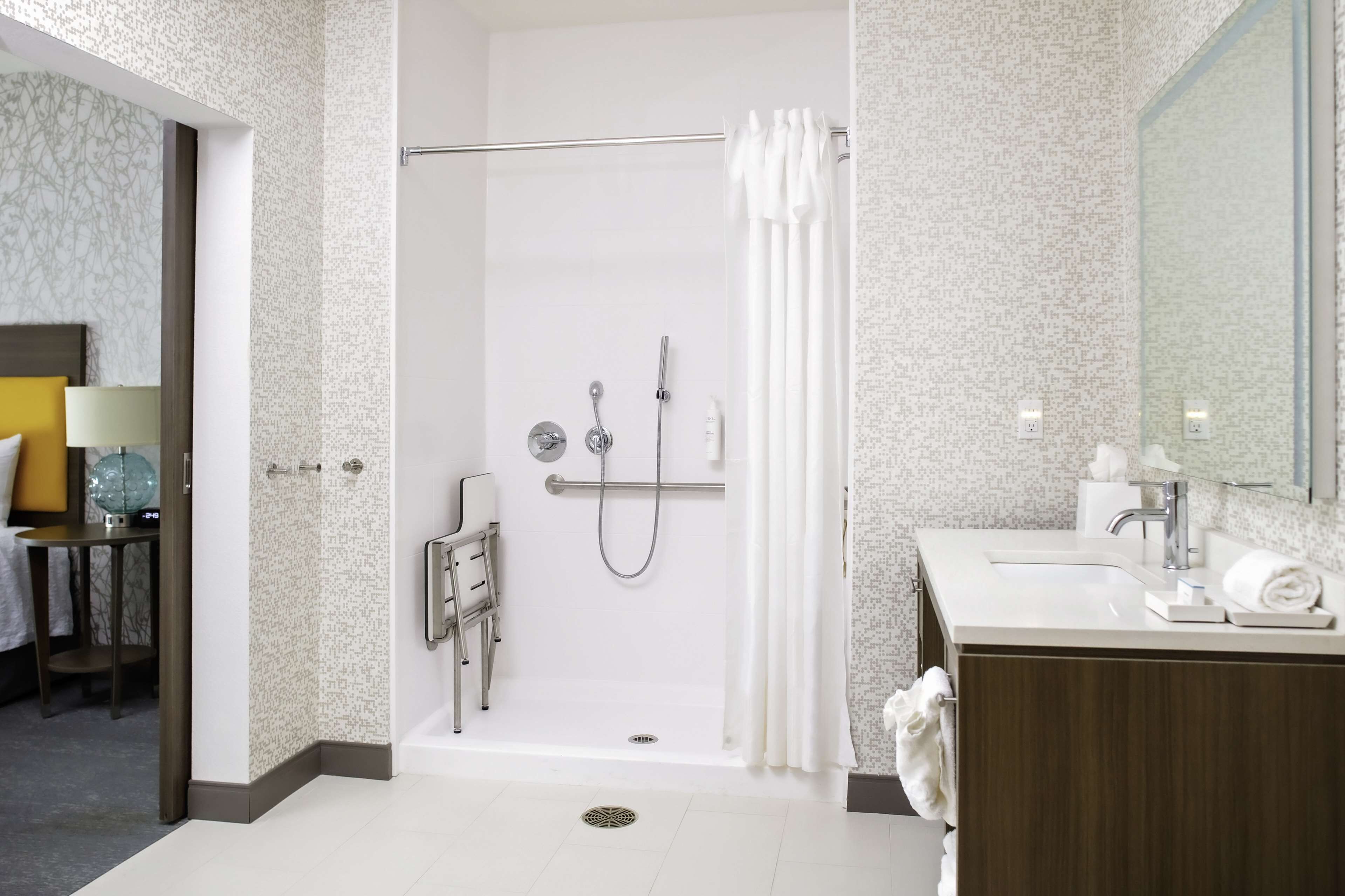 suite, 1 king bed, accessible, non smoking (roll-in shower) | bathroom shower