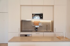 Fridge, microwave, oven, dishwasher