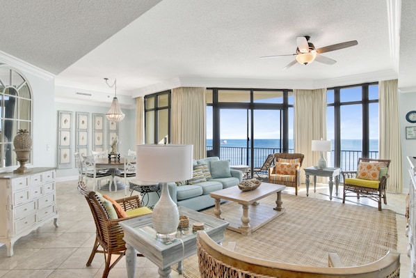TV - Beachfront 3BR @ Phoenix West • Sleeps 10 • Amazing Views, Lazy River, Pools & Luxury (Orange Beach)