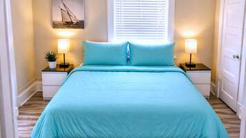 2 bedrooms, iron/ironing board, WiFi, bed sheets