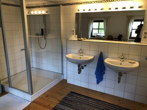 Bathtub, towels, soap