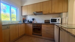 Fridge, microwave, oven, coffee/tea maker