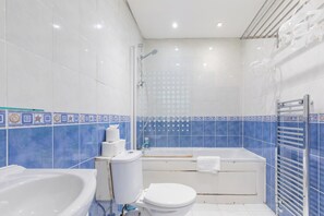 Bathtub, hair dryer