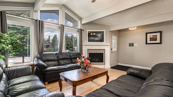 Smart TV, fireplace, streaming services