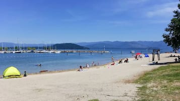 On the beach, beach towels