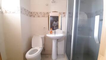 Shower, soap, toilet paper