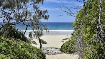 On the beach, beach towels