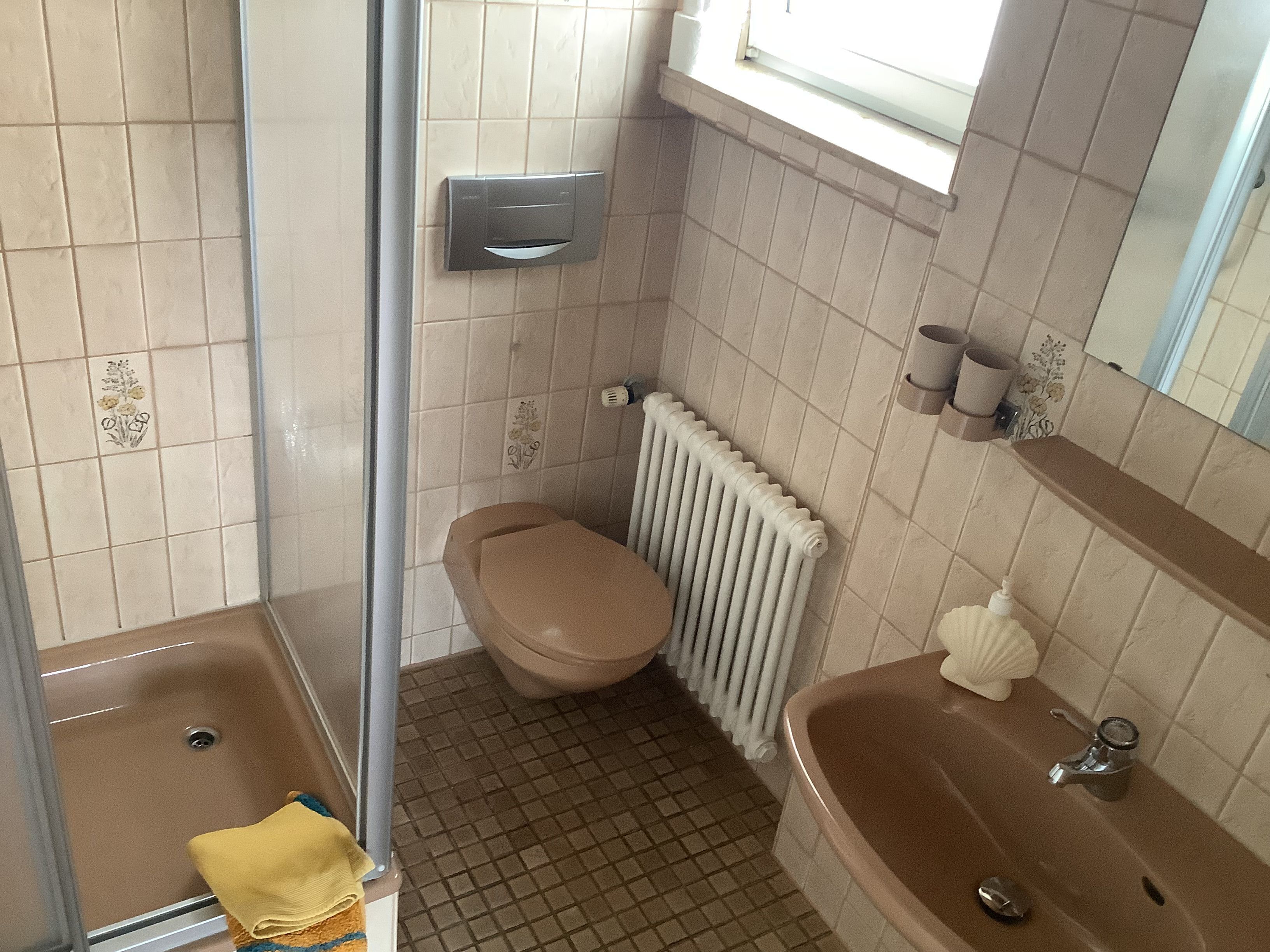 Dusche, Handtücher, Seife, Toilettenpapier