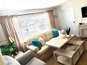 Smart TV, lareira, DVD player, livros