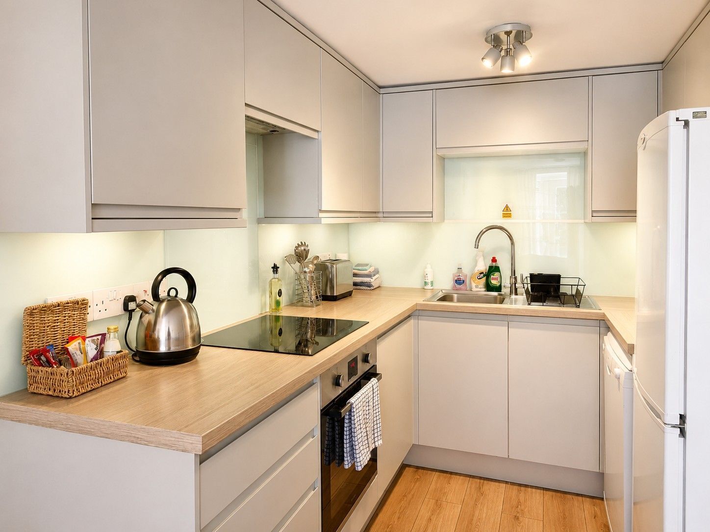 Microwave, oven, dishwasher, high chair