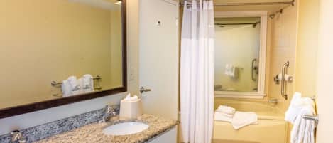 Hair dryer, towels, toilet paper