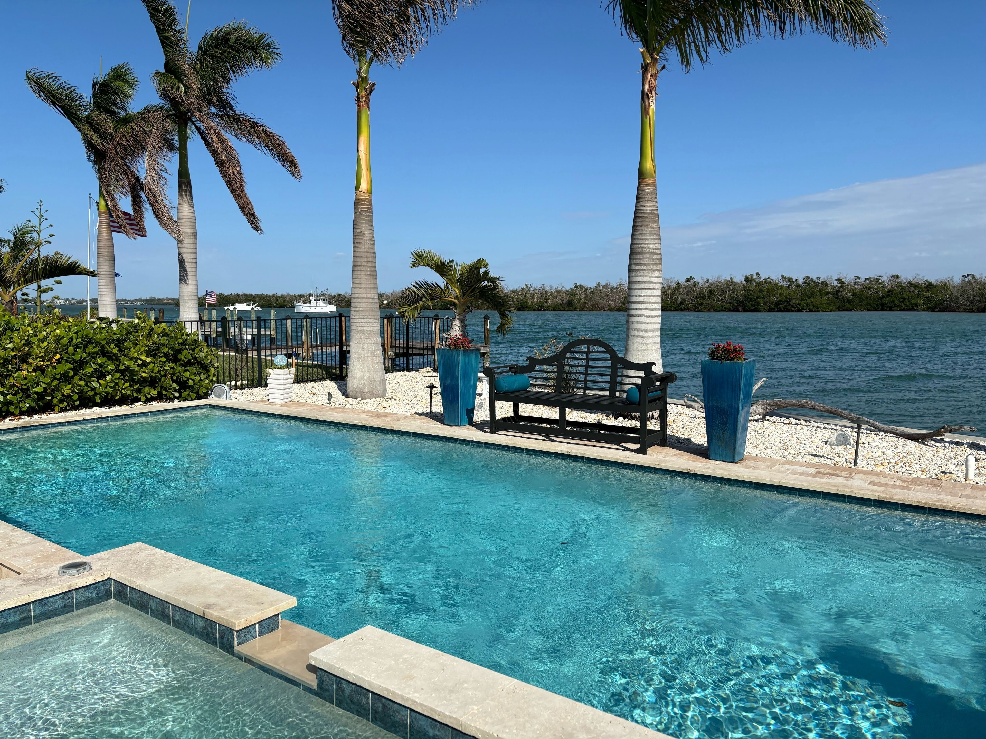 Luxury 3BR 3 Bath Home with Private POOL, SPA, and DOCK.  Short stroll to Beach.