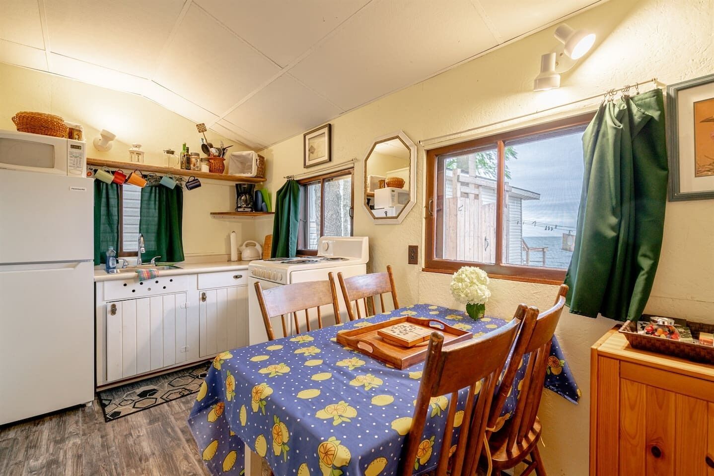 Frigorífico, microondas, horno y placa de cocina