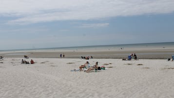 Accommodatie ligt op het strand, ligstoelen, strandlakens