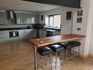 Fridge, microwave, oven, dishwasher