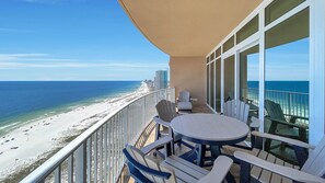 Outdoor dining - New Complex!  Lazy River/Slide, 2BR, Beachfront!! (Orange Beach)