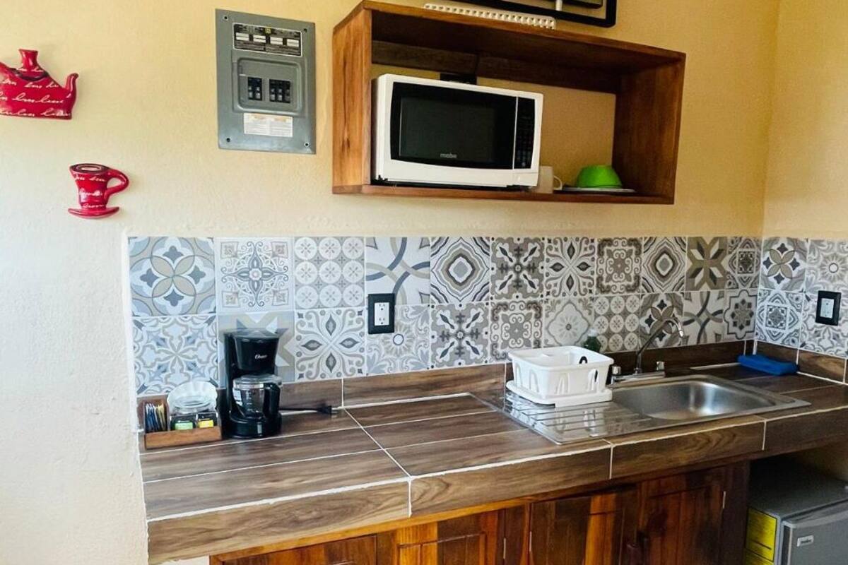 senior double room | private kitchenette | mini-fridge, microwave, coffee/tea maker, cookware/dishes/utensils