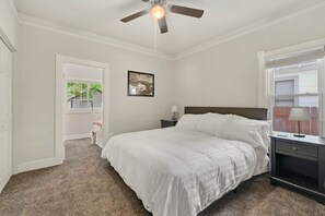 3 bedrooms, desk, iron/ironing board, travel cot