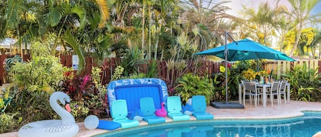 Piscine extérieure, piscine chauffée