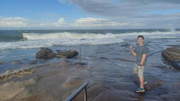 On the beach, beach towels