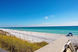 Guests can enjoy access to the beach via a walkway.