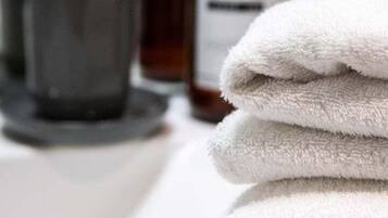 Een douche, een haardroger, handdoeken