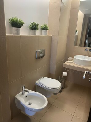 Bañera con ducha, bañera de hidromasaje, secador de pelo, bidet