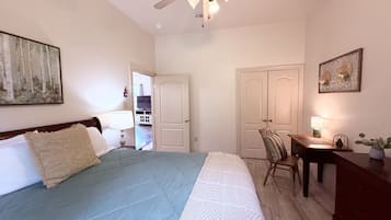 2 bedrooms, desk, iron/ironing board, travel crib