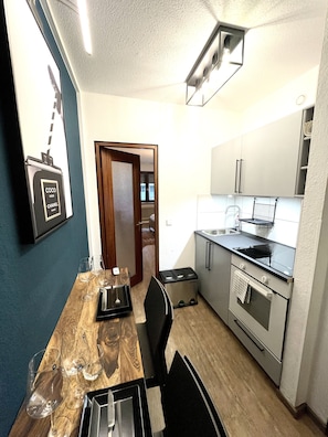Fridge, oven, stovetop, espresso maker