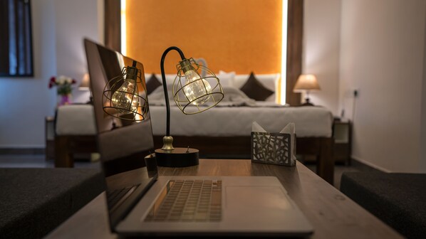 Premium Double Room | Living area | 24-inch LCD TV with digital channels, TV - Sai Senthoor Paradise (Puducherry)