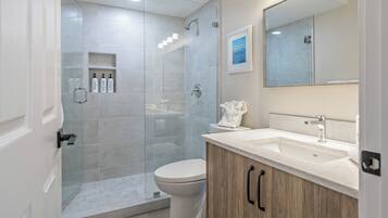 Ensemble douche/baignoire, sèche-cheveux, serviettes fournies, savon