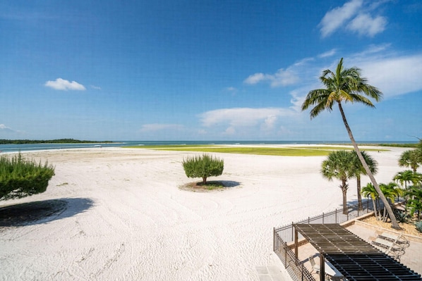 On the beach, white sand