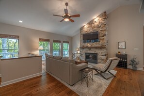 TV, fireplace, video games, books