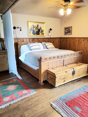 1 bedroom, desk, iron/ironing board, travel crib